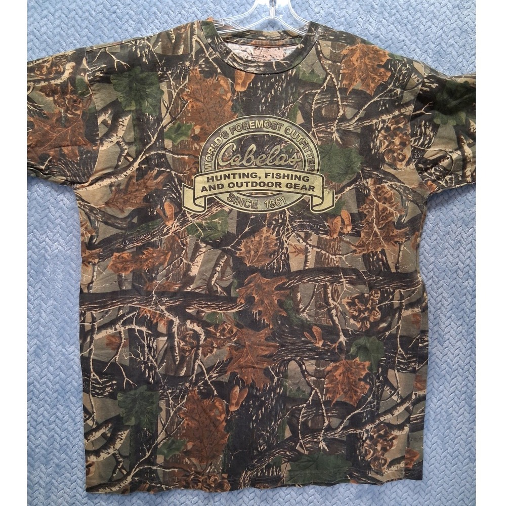 Cabelas Mens 2X Graphic Camo T-Shirt Hunting Fishing Outdoor Gear Short Sleeve
